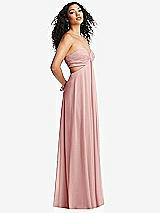 Alt View 4 Thumbnail - Rose Strapless Empire Waist Cutout Maxi Dress with Covered Button Detail
