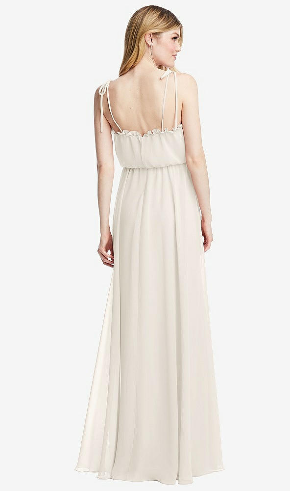 Back View - Ivory Skinny Tie-Shoulder Ruffle-Trimmed Blouson Maxi Dress