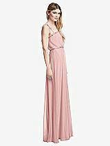Side View Thumbnail - Rose Skinny Tie-Shoulder Ruffle-Trimmed Blouson Maxi Dress