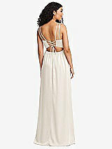 Rear View Thumbnail - Ivory Dual Strap V-Neck Lace-Up Open-Back Maxi Dress