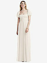 Front View Thumbnail - Ivory Regency Empire Waist Puff Sleeve Chiffon Maxi Dress