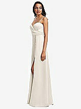 Side View Thumbnail - Ivory Adjustable Strap Faux Wrap Maxi Dress with Covered Button Details