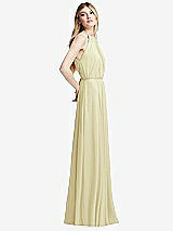Side View Thumbnail - Butter Yellow Illusion Back Halter Maxi Dress with Covered Button Detail