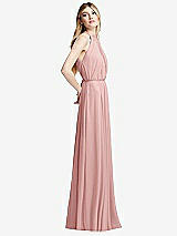 Side View Thumbnail - Rose Illusion Back Halter Maxi Dress with Covered Button Detail