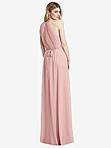 Rear View Thumbnail - Rose Illusion Back Halter Maxi Dress with Covered Button Detail