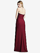 Alt View 3 Thumbnail - Burgundy Strapless Pleated Faux Wrap Trumpet Gown with Front Slit