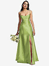 Alt View 1 Thumbnail - Mojito Open Neckline Cutout Satin Twill A-Line Gown with Pockets