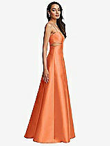 Side View Thumbnail - Portofino Orange Open Neckline Cutout Satin Twill A-Line Gown with Pockets