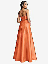 Rear View Thumbnail - Portofino Orange Open Neckline Cutout Satin Twill A-Line Gown with Pockets
