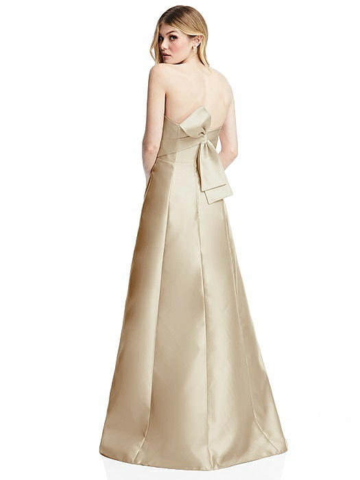 Strapless A-line Satin Gown with Modern Bow Detail