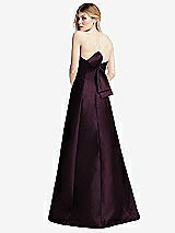 Front View Thumbnail - Deep Plum Strapless A-line Satin Gown with Modern Bow Detail