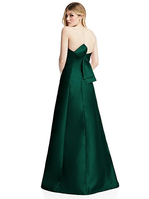 Strapless A-line Satin Gown with Modern Bow Detail