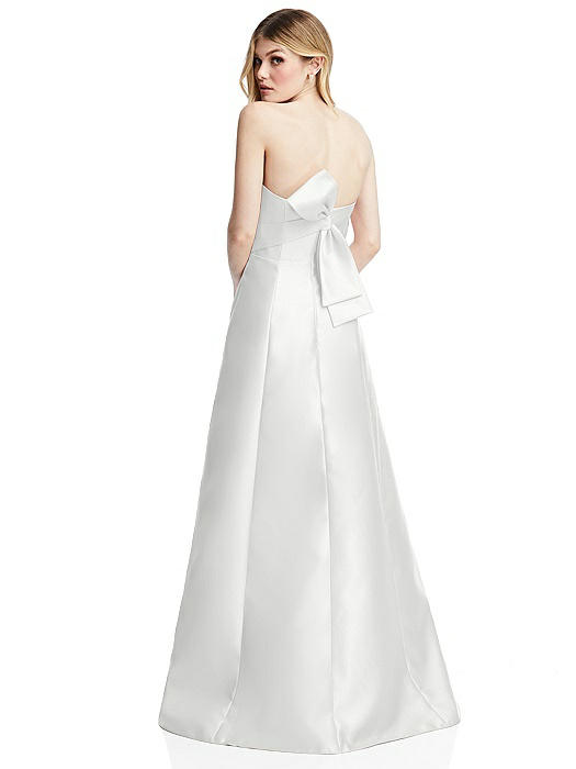 Strapless A-line Satin Gown with Modern Bow Detail