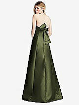Front View Thumbnail - Olive Green Strapless A-line Satin Gown with Modern Bow Detail