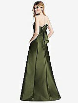 Side View Thumbnail - Olive Green Strapless A-line Satin Gown with Modern Bow Detail