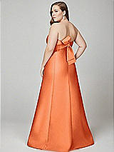 Alt View 3 Thumbnail - Portofino Orange Strapless A-line Satin Gown with Modern Bow Detail
