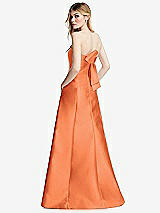 Side View Thumbnail - Portofino Orange Strapless A-line Satin Gown with Modern Bow Detail