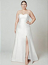Alt View 2 Thumbnail - White Strapless A-line Satin Gown with Modern Bow Detail