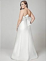 Alt View 3 Thumbnail - White Strapless A-line Satin Gown with Modern Bow Detail