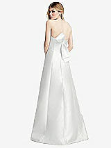 Front View Thumbnail - White Strapless A-line Satin Gown with Modern Bow Detail