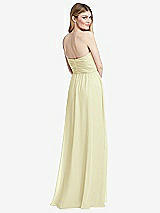 Rear View Thumbnail - Butter Yellow Shirred Bodice Strapless Chiffon Maxi Dress with Optional Straps
