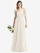 Alt View 1 Thumbnail - Ivory Shirred Bodice Strapless Chiffon Maxi Dress with Optional Straps