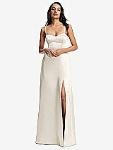 Alt View 1 Thumbnail - Ivory Bustier A-Line Maxi Dress with Adjustable Spaghetti Straps