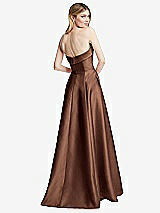 Alt View 4 Thumbnail - Cognac Strapless Bias Cuff Bodice Satin Gown with Pockets