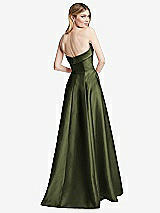 Alt View 4 Thumbnail - Olive Green Strapless Bias Cuff Bodice Satin Gown with Pockets