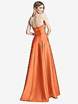 Alt View 4 Thumbnail - Portofino Orange Strapless Bias Cuff Bodice Satin Gown with Pockets