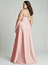 Alt View 2 Thumbnail - Rose Strapless Bias Cuff Bodice Satin Gown with Pockets