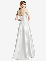 Alt View 4 Thumbnail - White Strapless Bias Cuff Bodice Satin Gown with Pockets