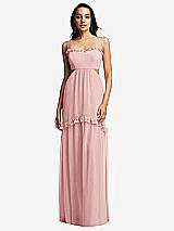Front View Thumbnail - Rose Ruffle-Trimmed Cutout Tie-Back Maxi Dress with Tiered Skirt