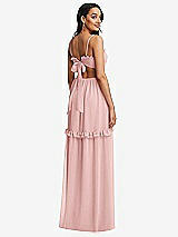 Rear View Thumbnail - Rose Ruffle-Trimmed Cutout Tie-Back Maxi Dress with Tiered Skirt