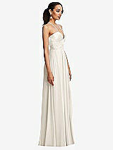 Side View Thumbnail - Ivory Plunging V-Neck Criss Cross Strap Back Maxi Dress
