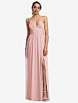 Front View Thumbnail - Rose Plunging V-Neck Criss Cross Strap Back Maxi Dress