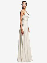 Side View Thumbnail - Ivory Triangle Cutout Bodice Maxi Dress with Adjustable Straps