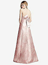Rear View Thumbnail - Bow And Blossom Print Strapless A-line Floral Satin Gown with Modern Bow Detail