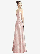 Rear View Thumbnail - Bow And Blossom Print Draped Wrap Floral Satin Maxi Dress with Pockets