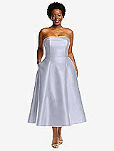 Alt View 1 Thumbnail - Silver Dove Cuffed Strapless Satin Twill Midi Dress with Full Skirt and Pockets