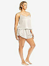 Side View Thumbnail - Ivory Whisper Satin Lounge Shorts with Pockets