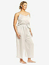 Alt View 2 Thumbnail - Ivory Whisper Satin Wide-Leg Lounge Pants with Pockets