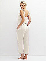 Rear View Thumbnail - Ivory Whisper Satin Wide-Leg Lounge Pants with Pockets