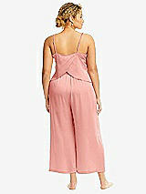 Alt View 3 Thumbnail - Rose Whisper Satin Wide-Leg Lounge Pants with Pockets