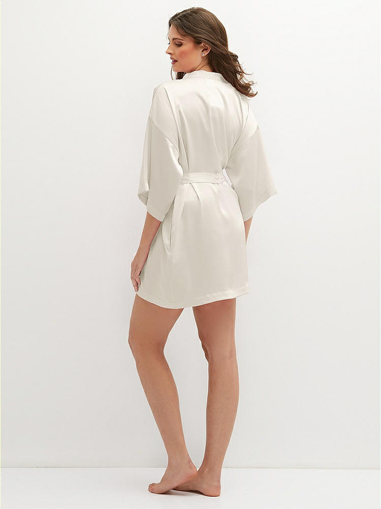 Back View - Ivory Short Whisper Satin Robe