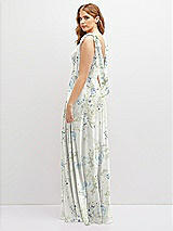 Rear View Thumbnail - Bleu Garden Bow Shoulder Square Neck Chiffon Maxi Dress