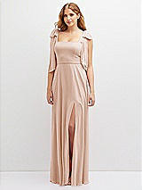 Front View Thumbnail - Cameo Bow Shoulder Square Neck Chiffon Maxi Dress