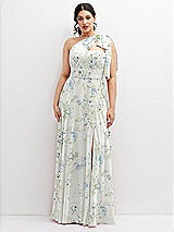 Alt View 1 Thumbnail - Bleu Garden Chiffon Convertible Maxi Dress with Multi-Way Tie Straps