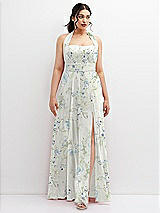 Front View Thumbnail - Bleu Garden Chiffon Convertible Maxi Dress with Multi-Way Tie Straps