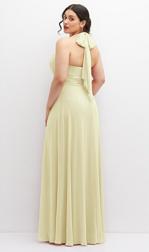 Back View - Butter Yellow Chiffon Convertible Maxi Dress with Multi-Way Tie Straps